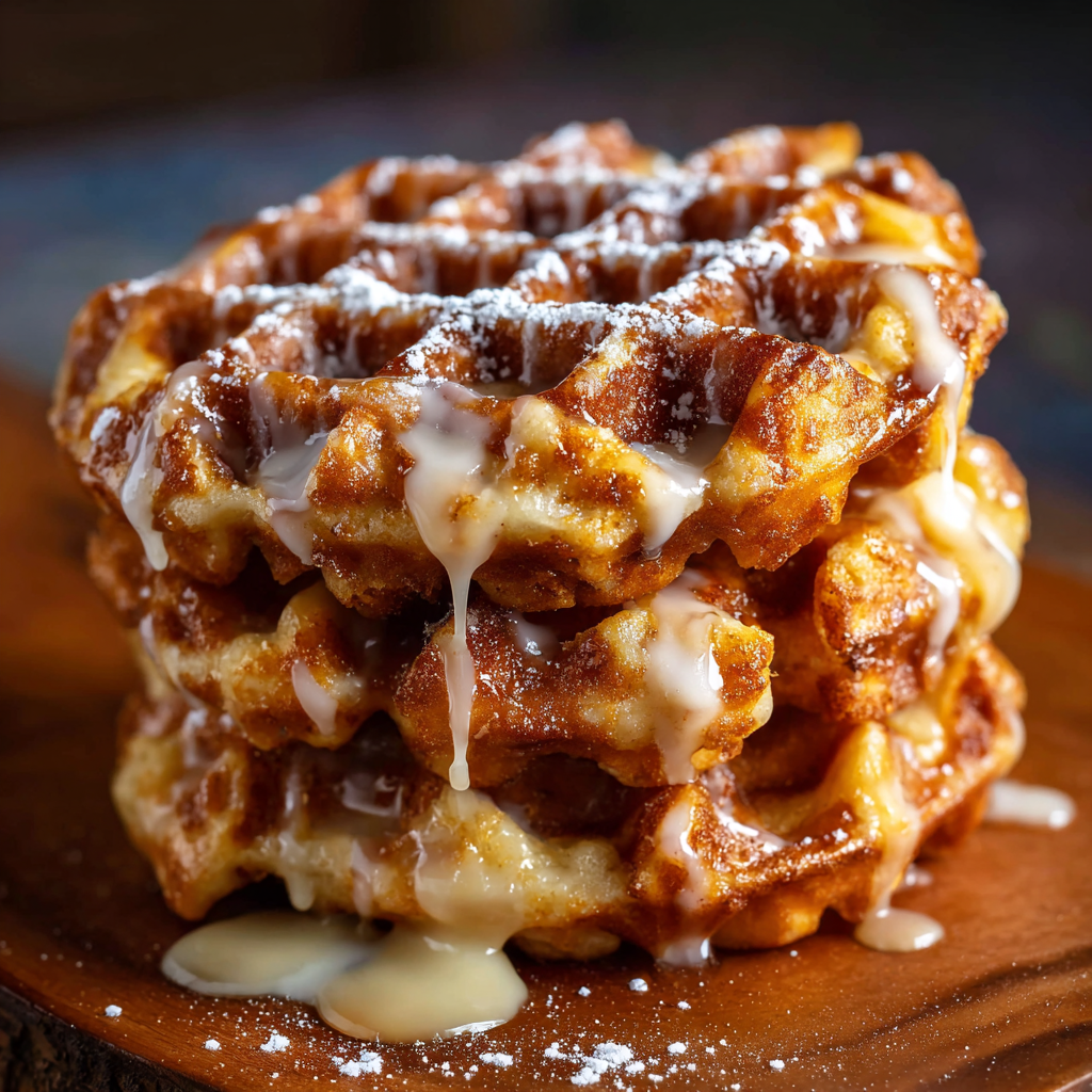 Mini apple fritter waffle donuts cooling on a wire rack