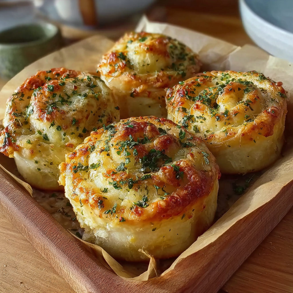 Close-up of pull-apart cheesy garlic roll