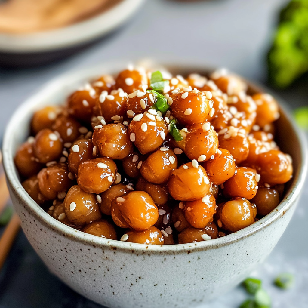 Vegan Sticky Sesame Chickpeas