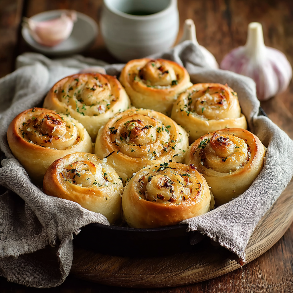 Close up of torn roll showing melted mozzarella and garlic butter