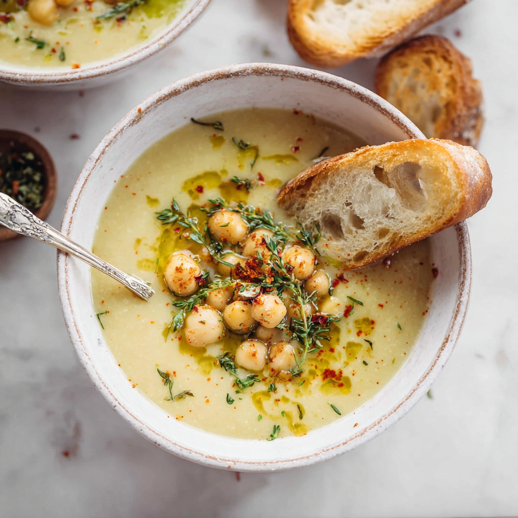 Roasted Garlic Chickpea Soup