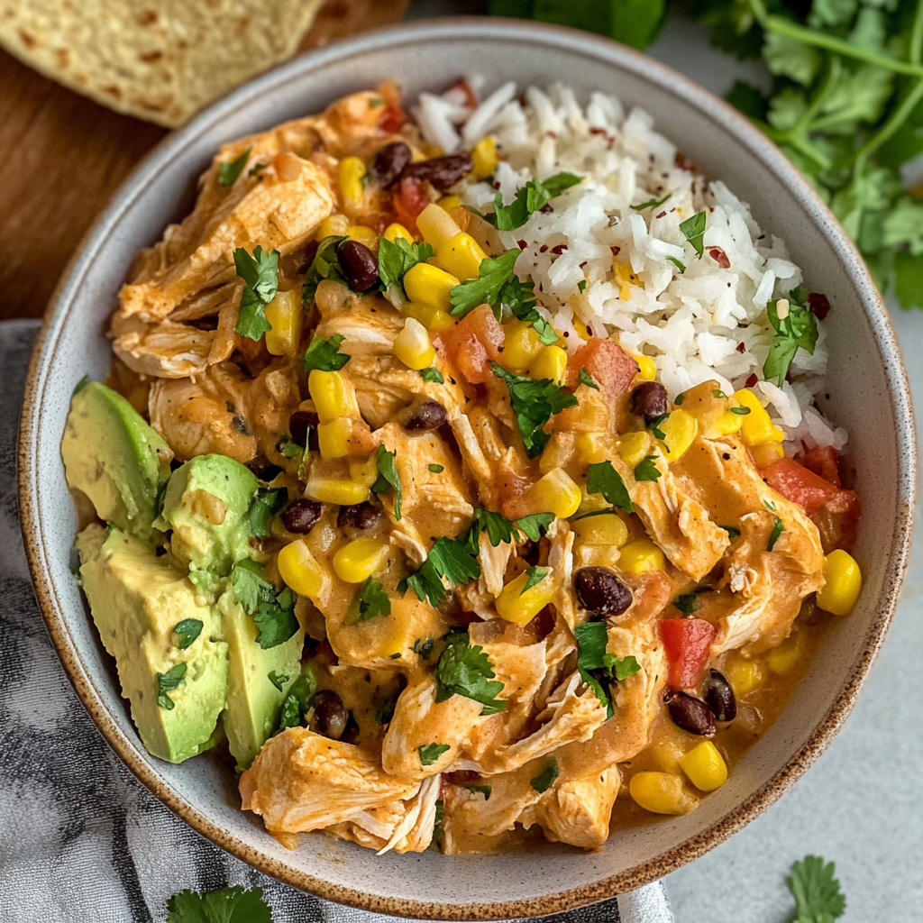 Crock Pot Fiesta Chicken in slow cooker