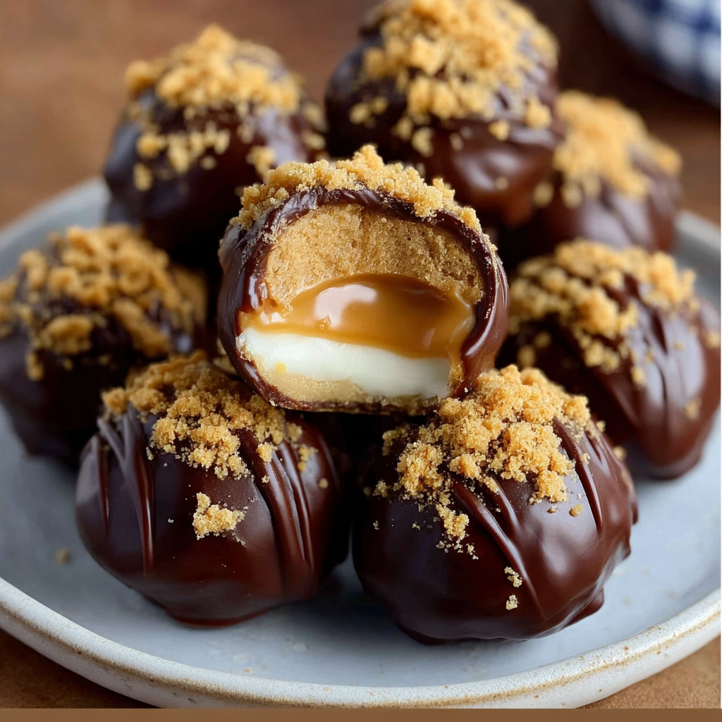 Peanut butter cheesecake balls on parchment