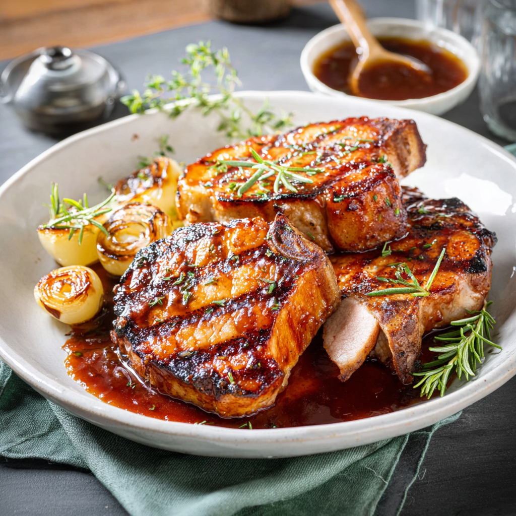Close-up of honey garlic glaze in skillet