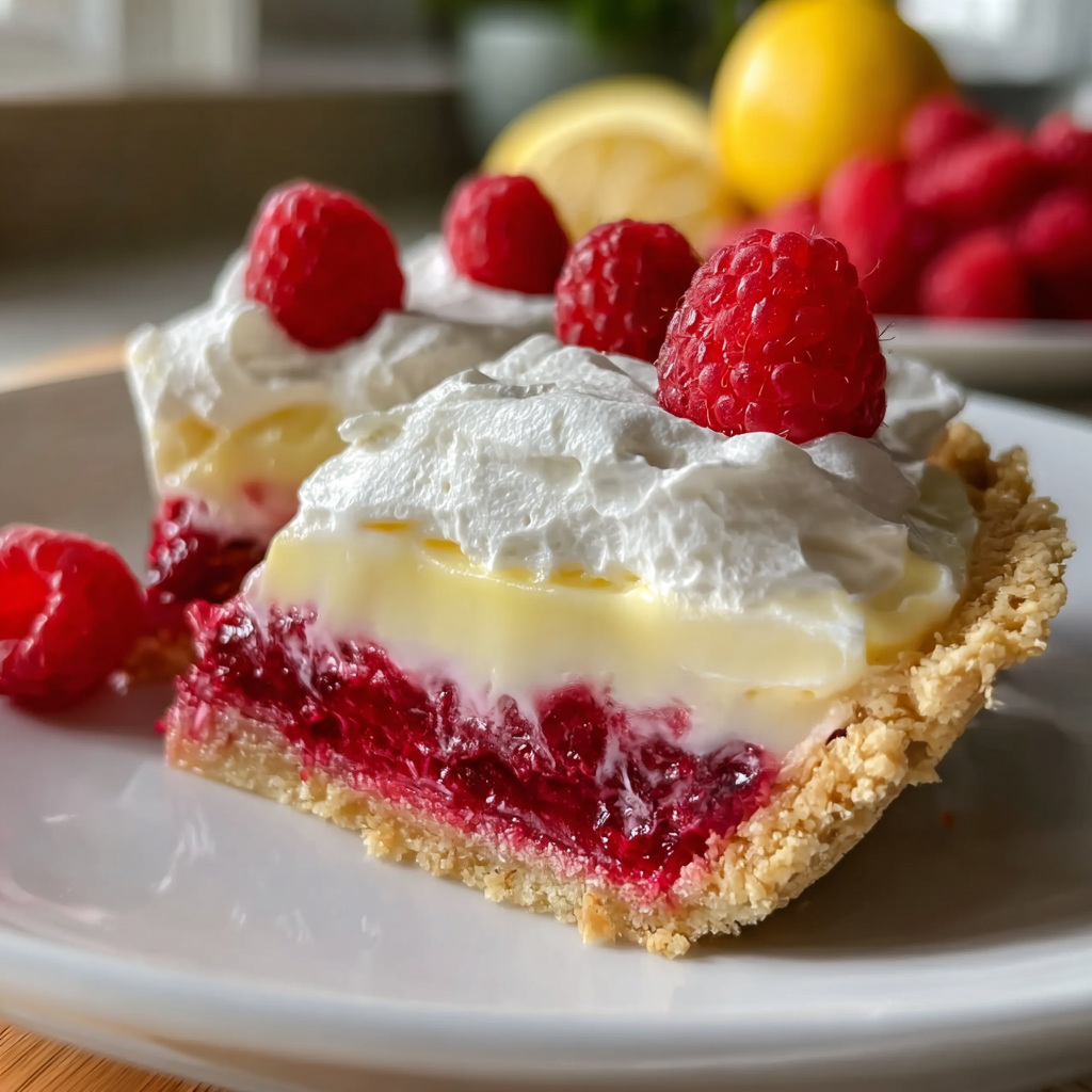 Lemon Raspberry Pie closeup