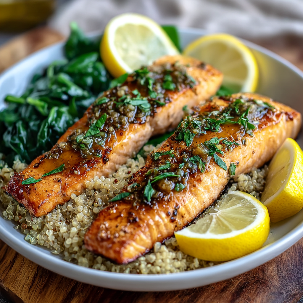 Lemon Herb Grilled Salmon Quinoa