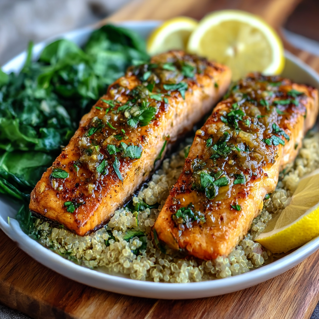 Bowl of quinoa and spinach with lemon
