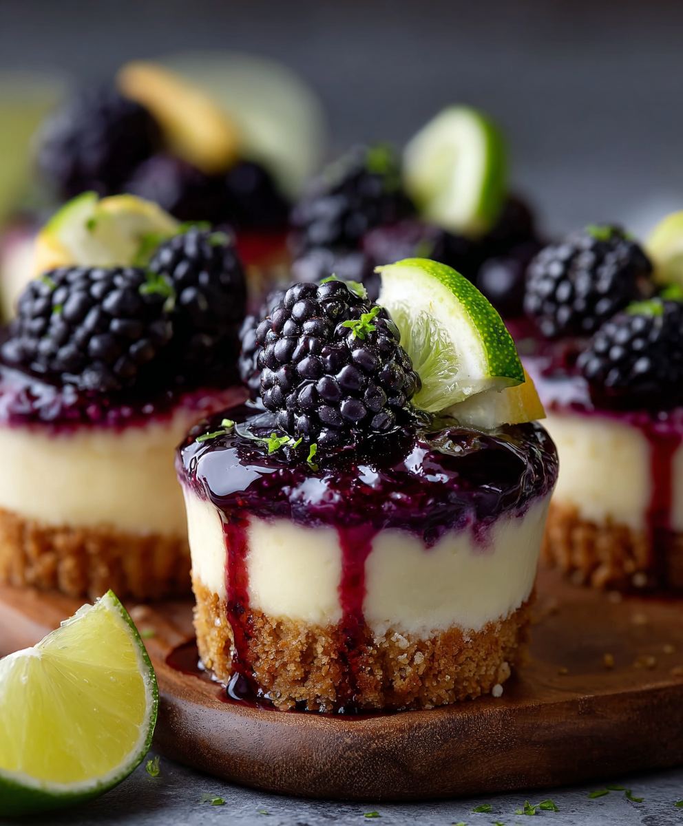 Decadent Blackberry Lime Cheesecake Cupcakes