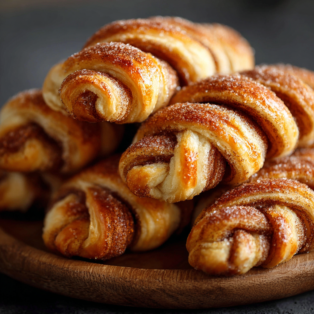 Cinnamon Crescent Twists on a baking sheet