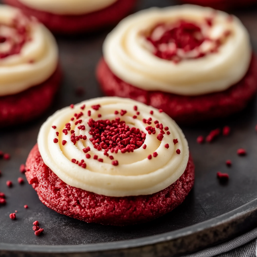 Frosted Red Velvet Cupcake Cookies
