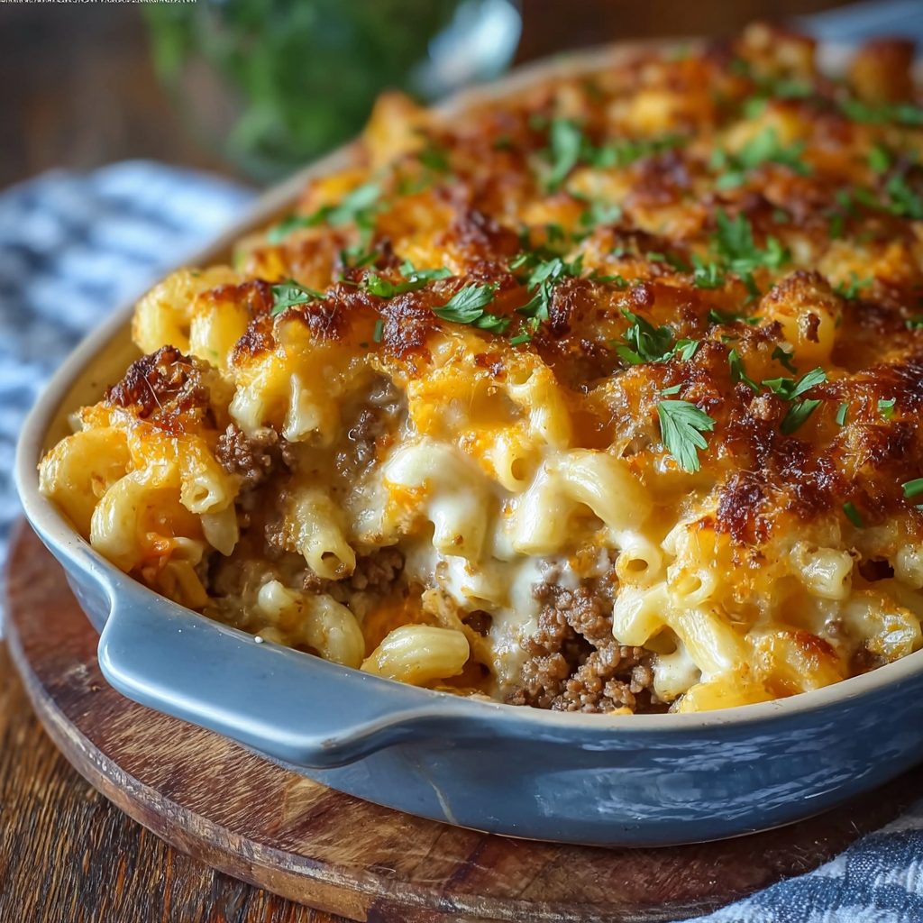 Casserole slice plated with garnish
