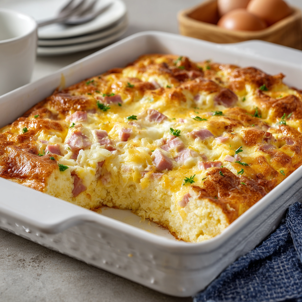 Ham and egg crescent bake fresh from the oven