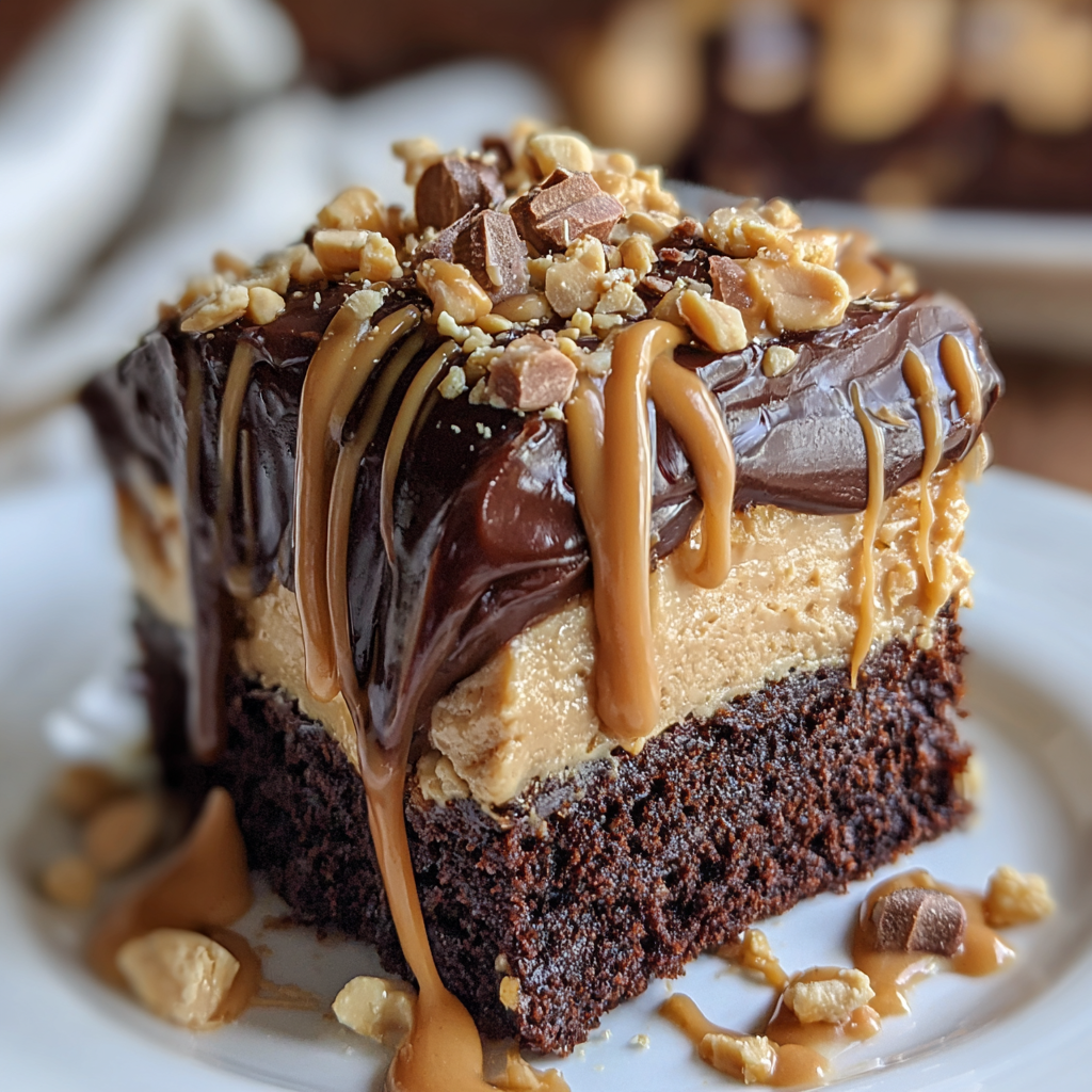 Chocolate Peanut Butter Poke Cake