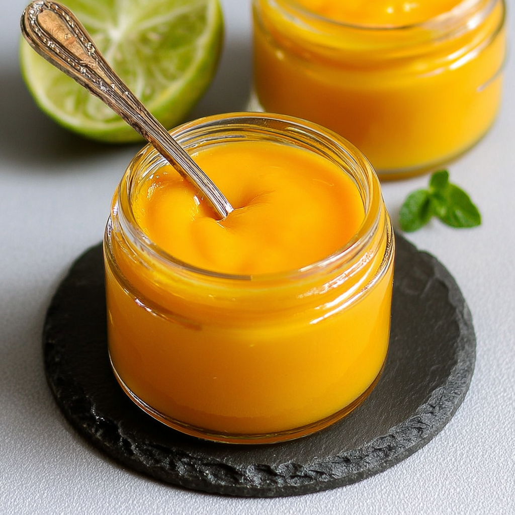 Chopped mangoes simmering in pan