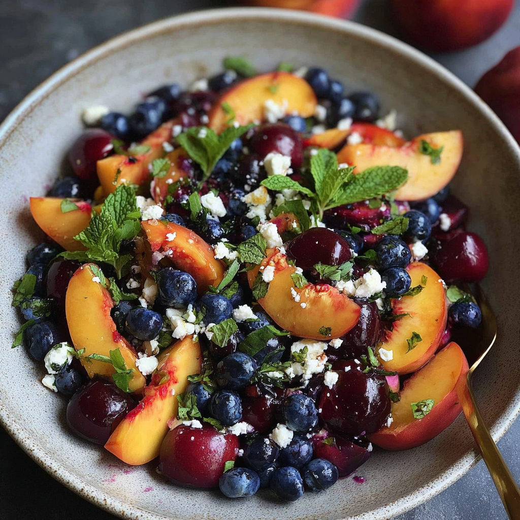 Blueberry Peach Feta Salad