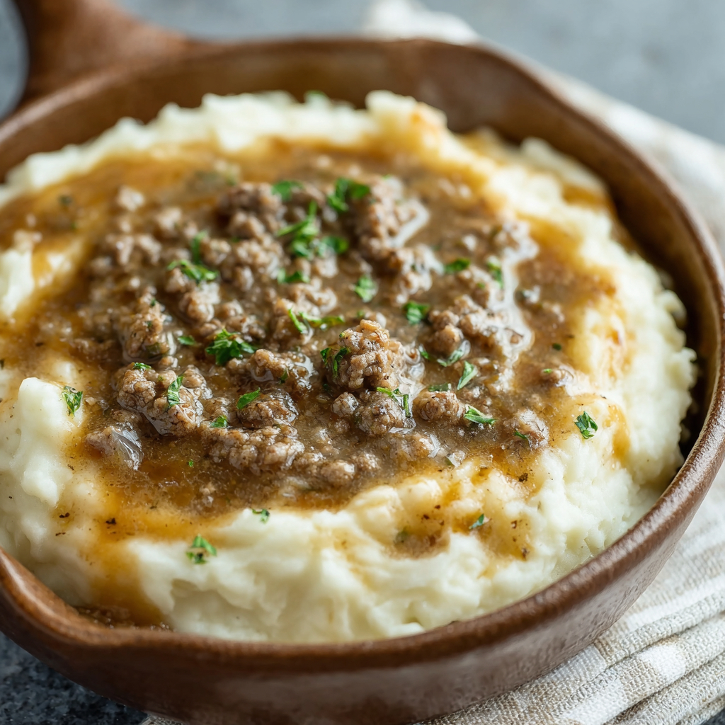 Mashed potatoes being whisked with butter and milk