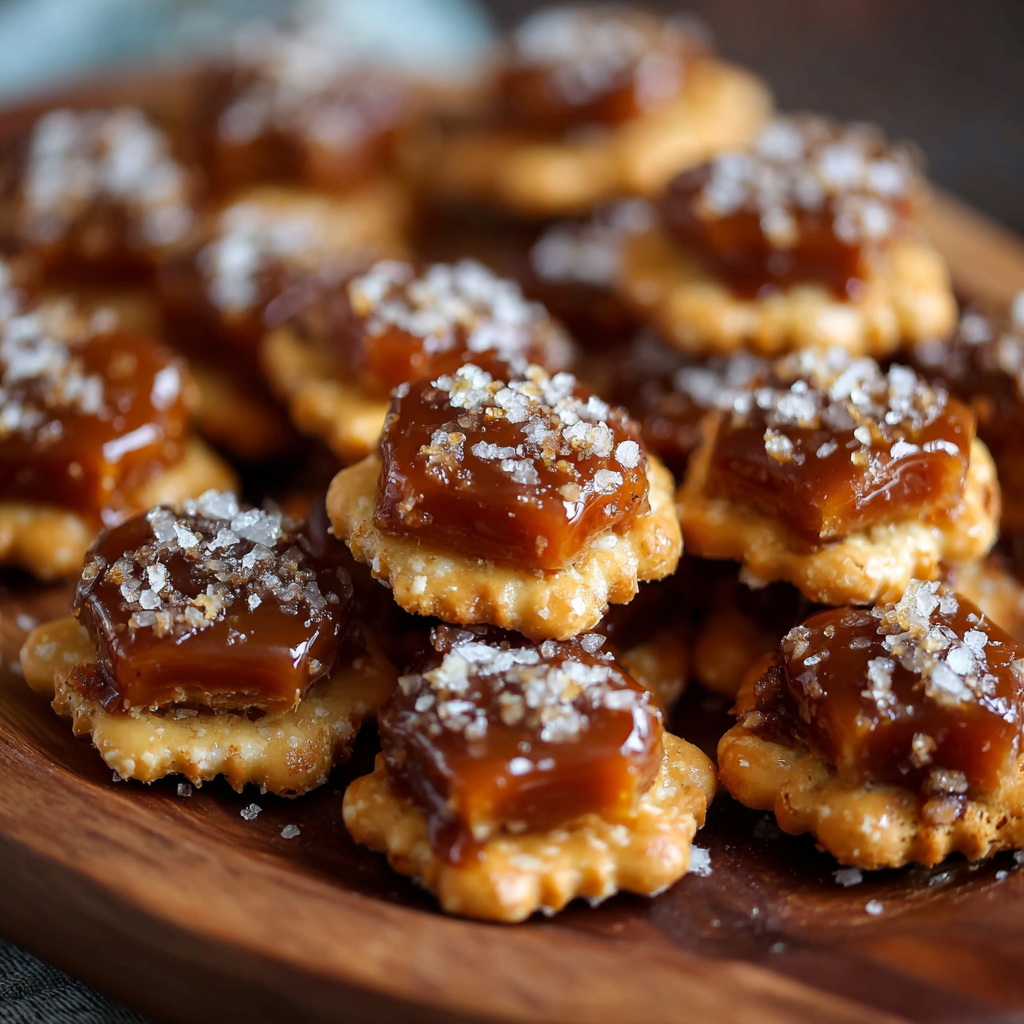 Clusters of caramel-coated crackers in a bowl