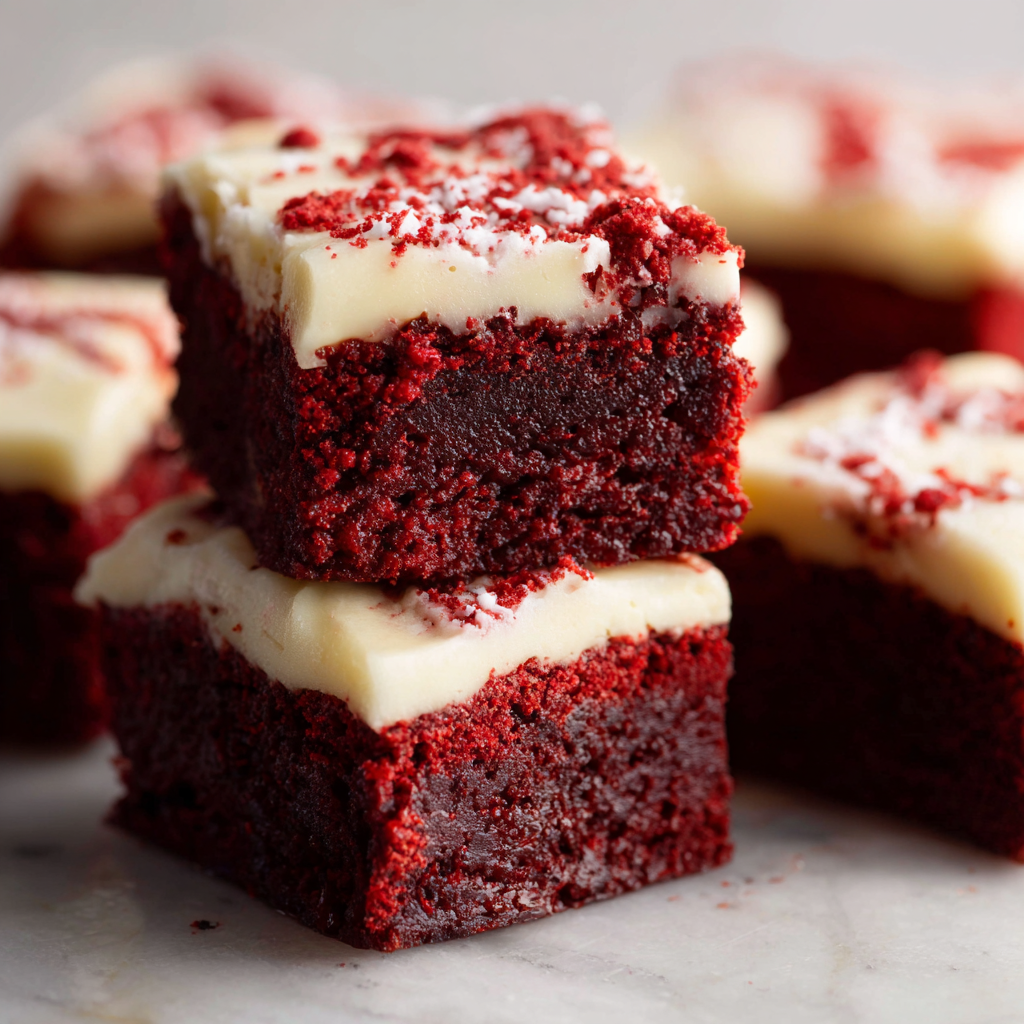 Red velvet brownie batter in mixing bowl