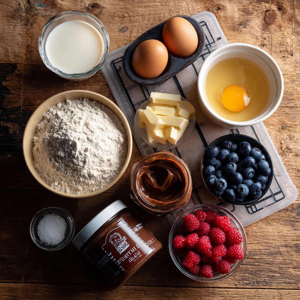A plate of crepes filled with Nutella and berries
