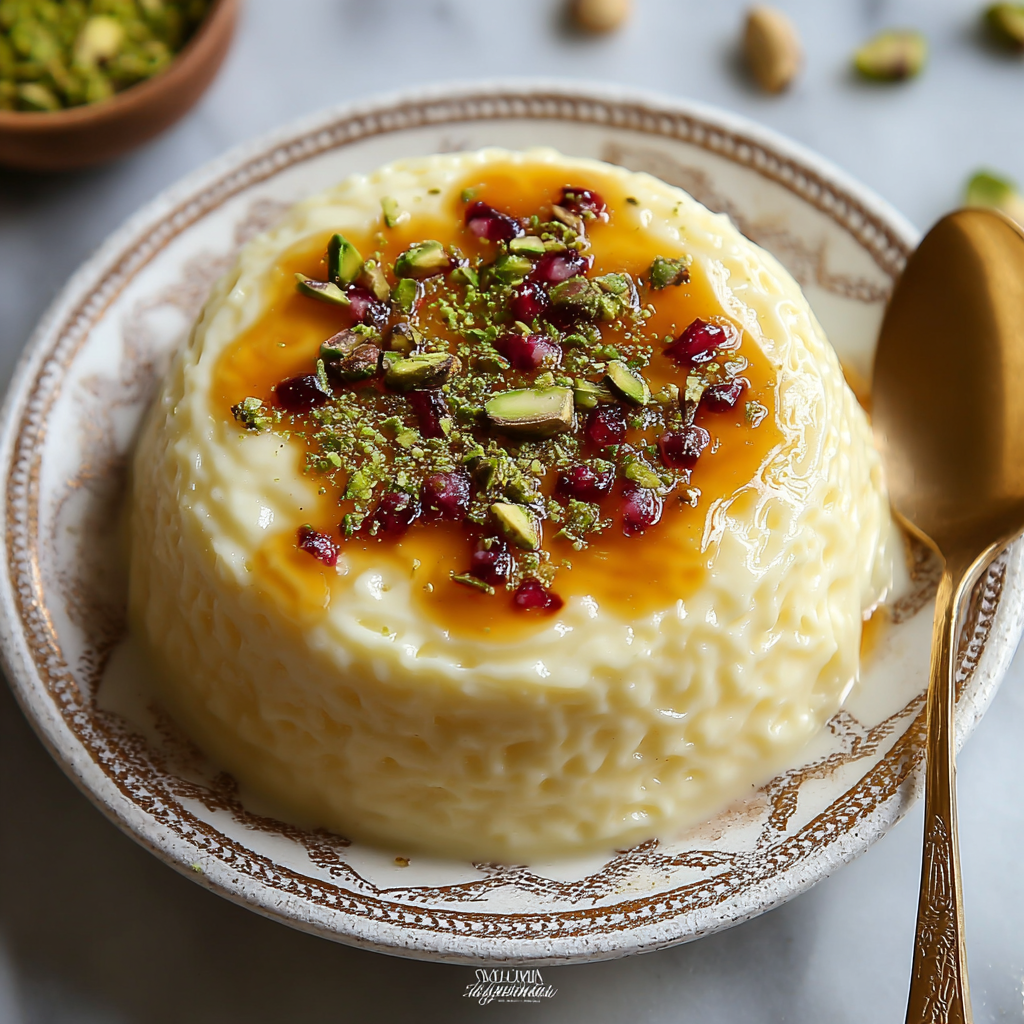 Close-up of ashta layer and pistachios