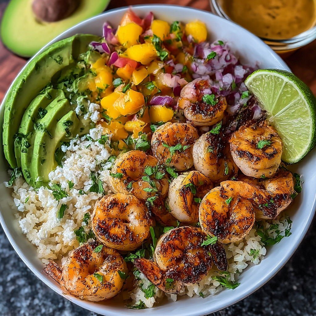 Mediterranean Shrimp Avocado Bowls