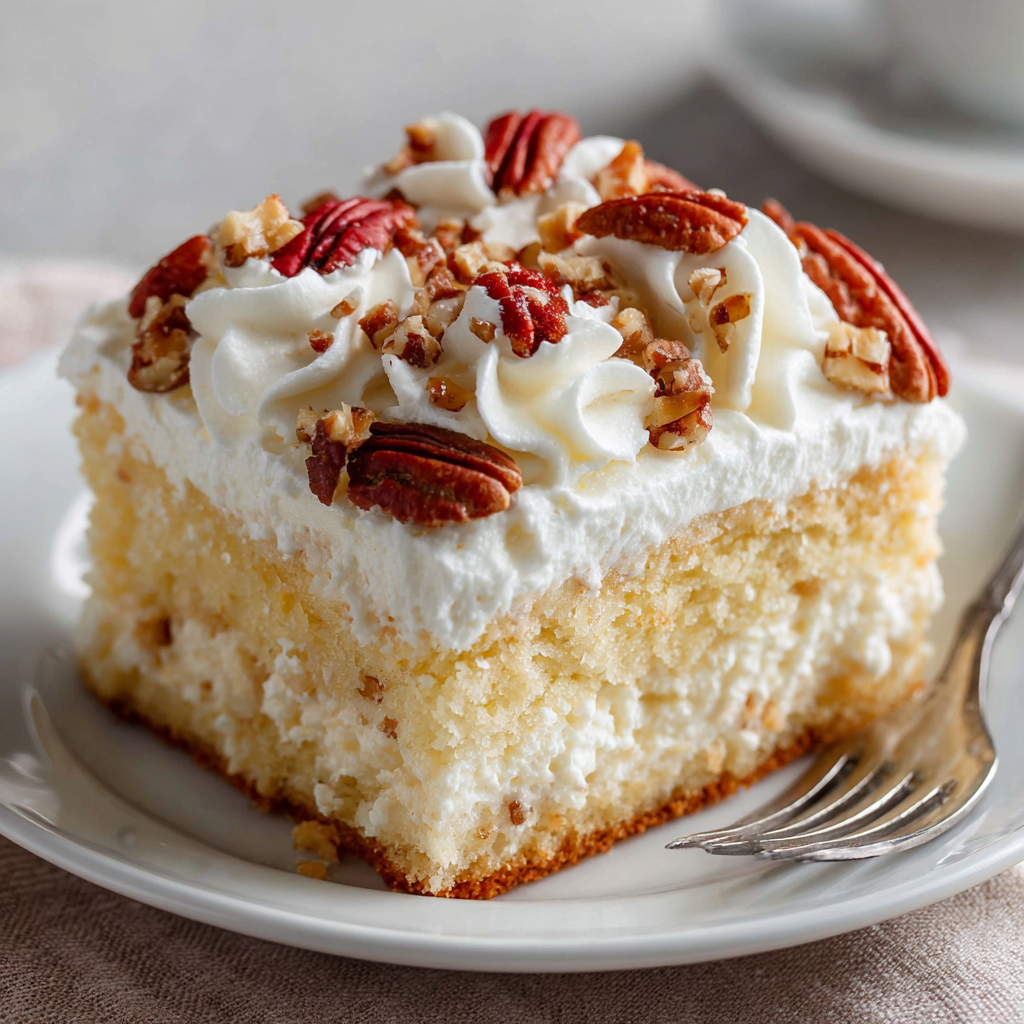 Close up of toasted coconut and chopped pecans