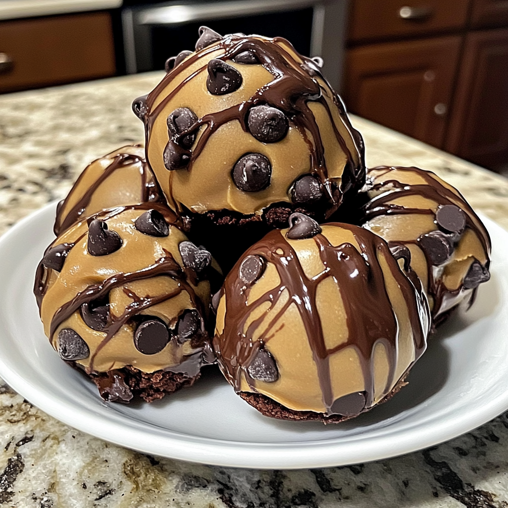 Brownie bombs with chocolate drizzle