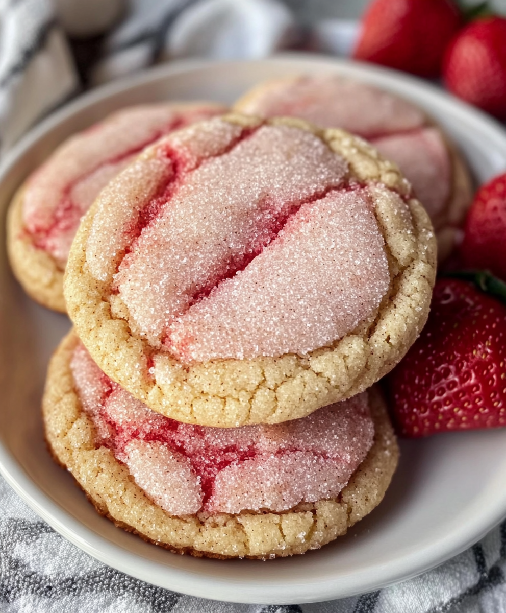 Close up of a marbled strawberry cookie