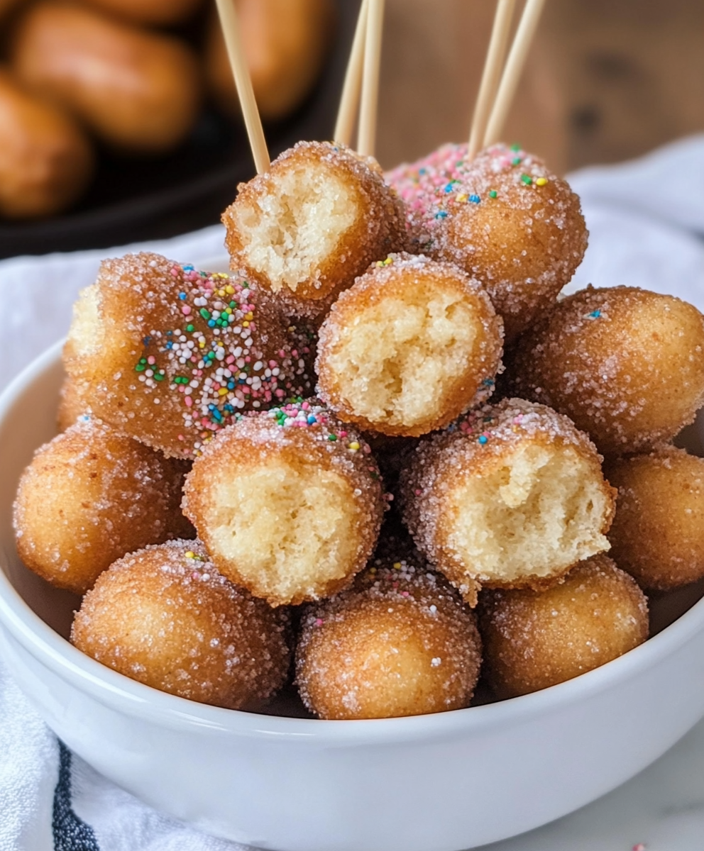 Freshly fried churros poppers tossed in cinnamon sugar