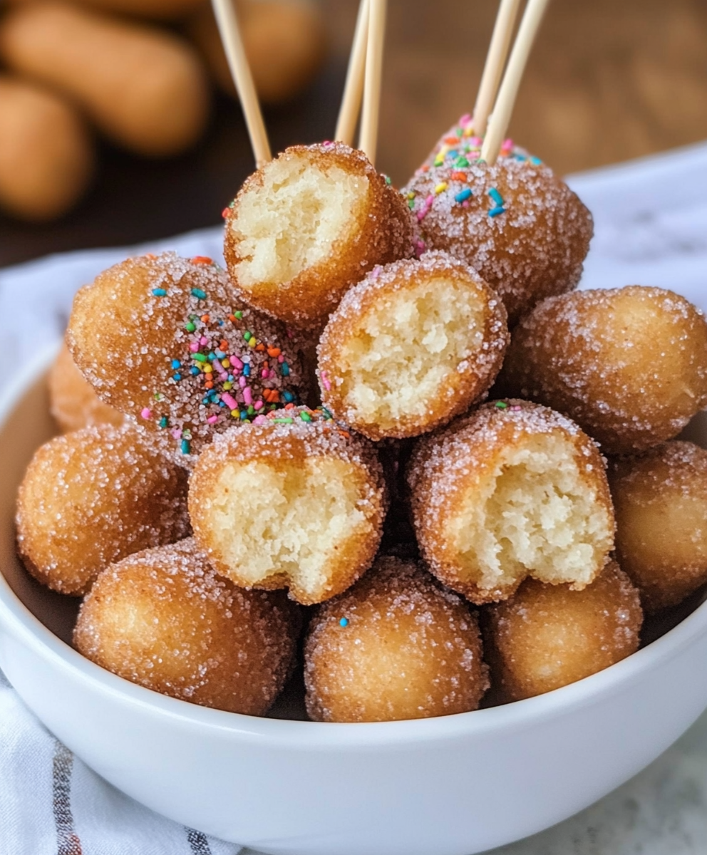 Churros poppers arranged on a serving board with dipping sauce