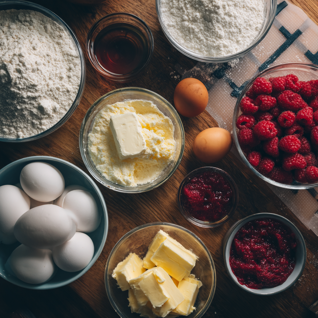 Raspberry cake with cream cheese frosting slice close-up