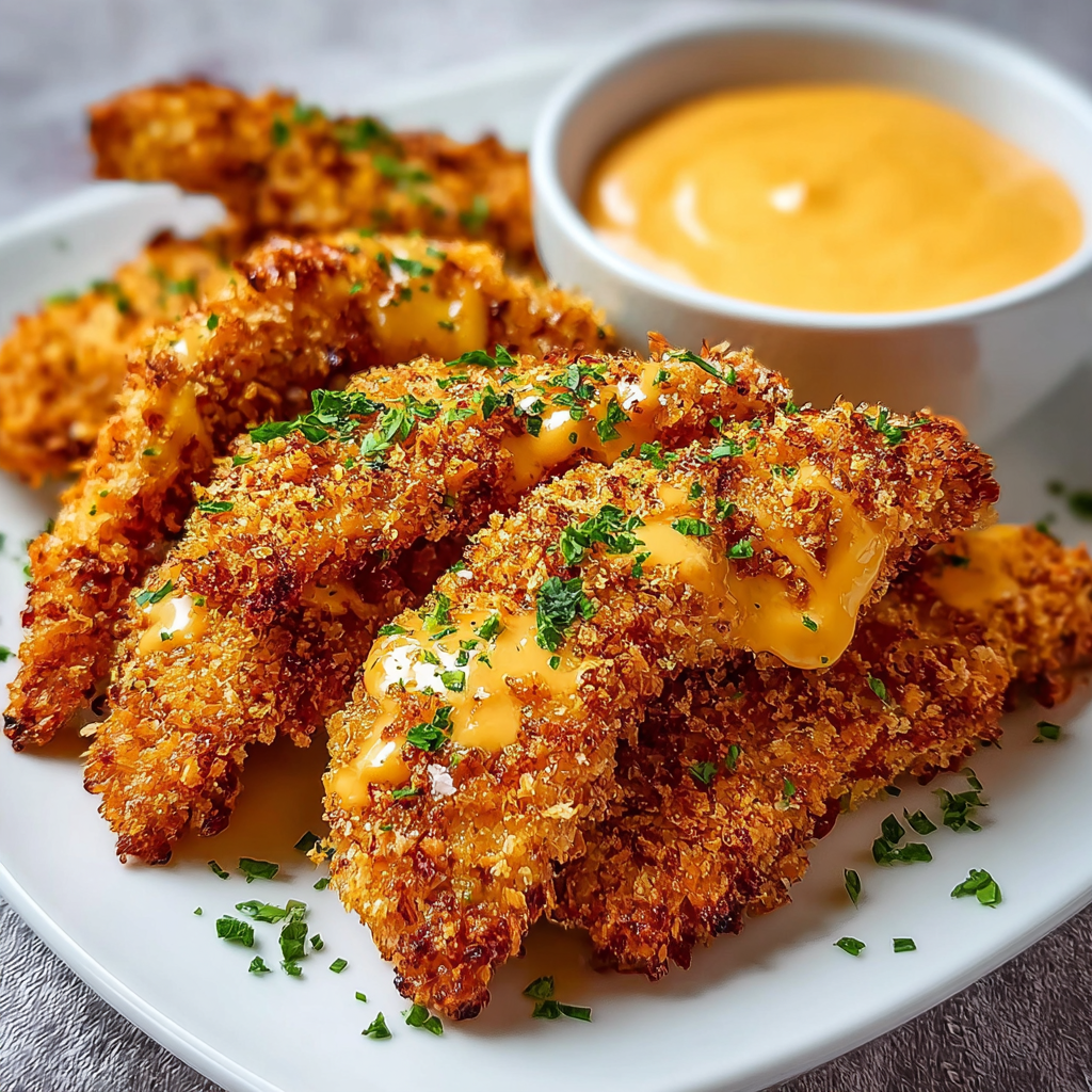 Plated Crack Chicken Tenders with dipping sauce