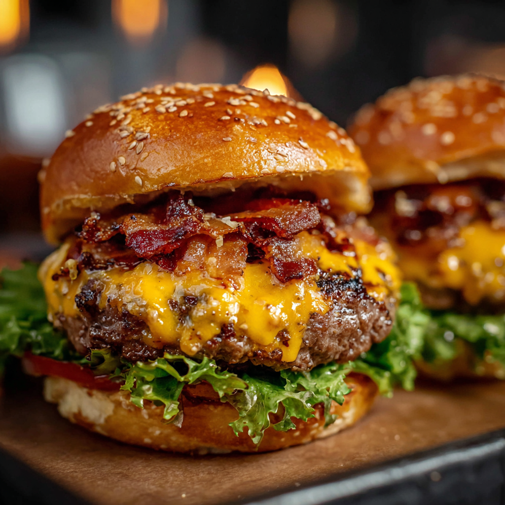 Crack Burgers on a grill with buns and toppings