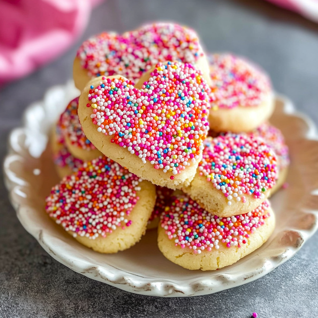 Close-up of a soft sprinkle cookie with colorful nonpareils