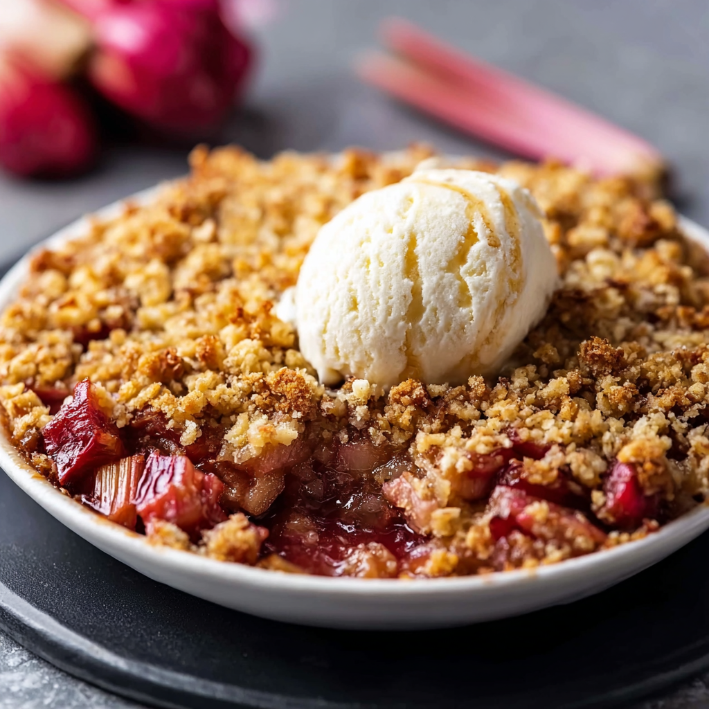Scoop of crumble with ice cream