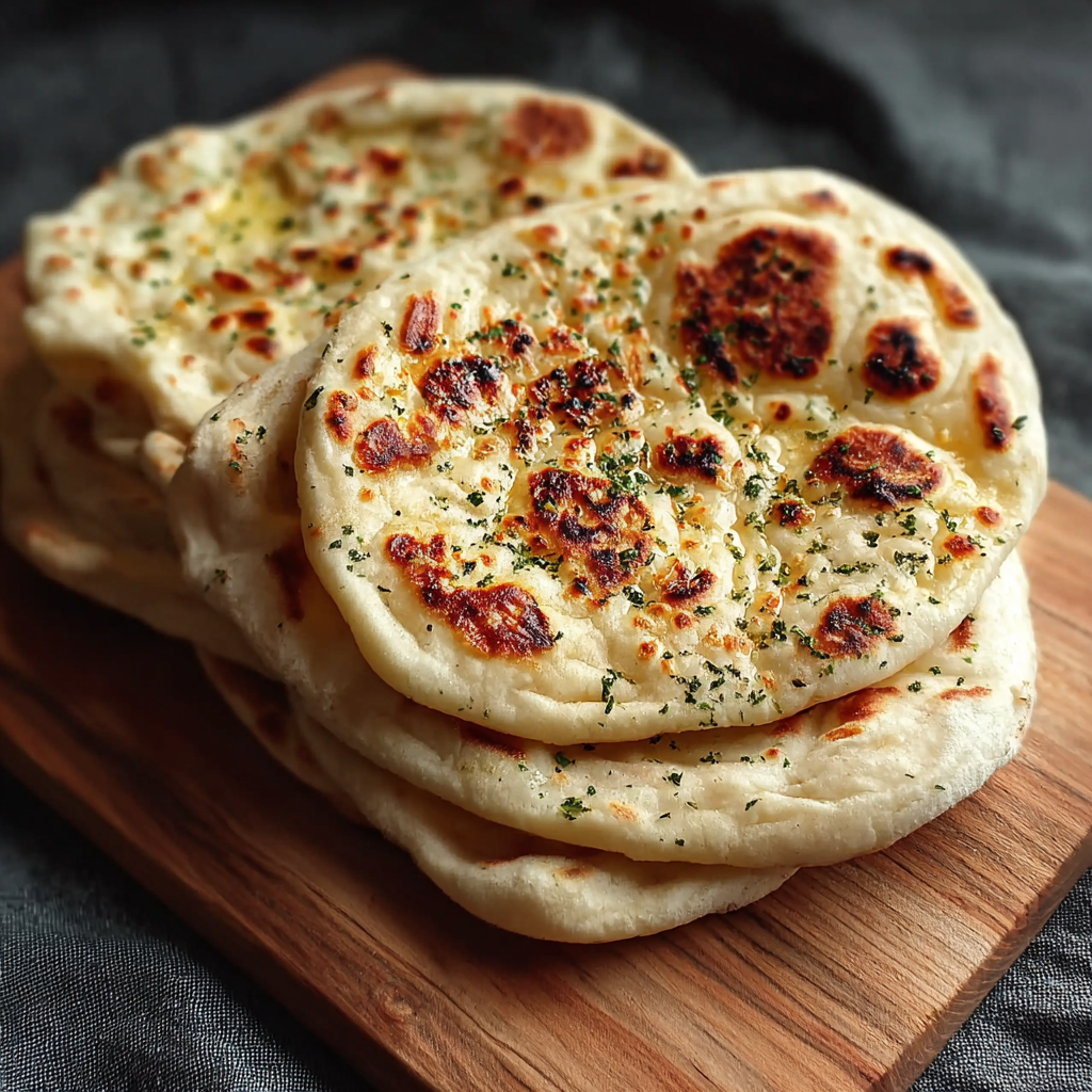 Freshly cooked bazlama flatbreads stacked in a towel