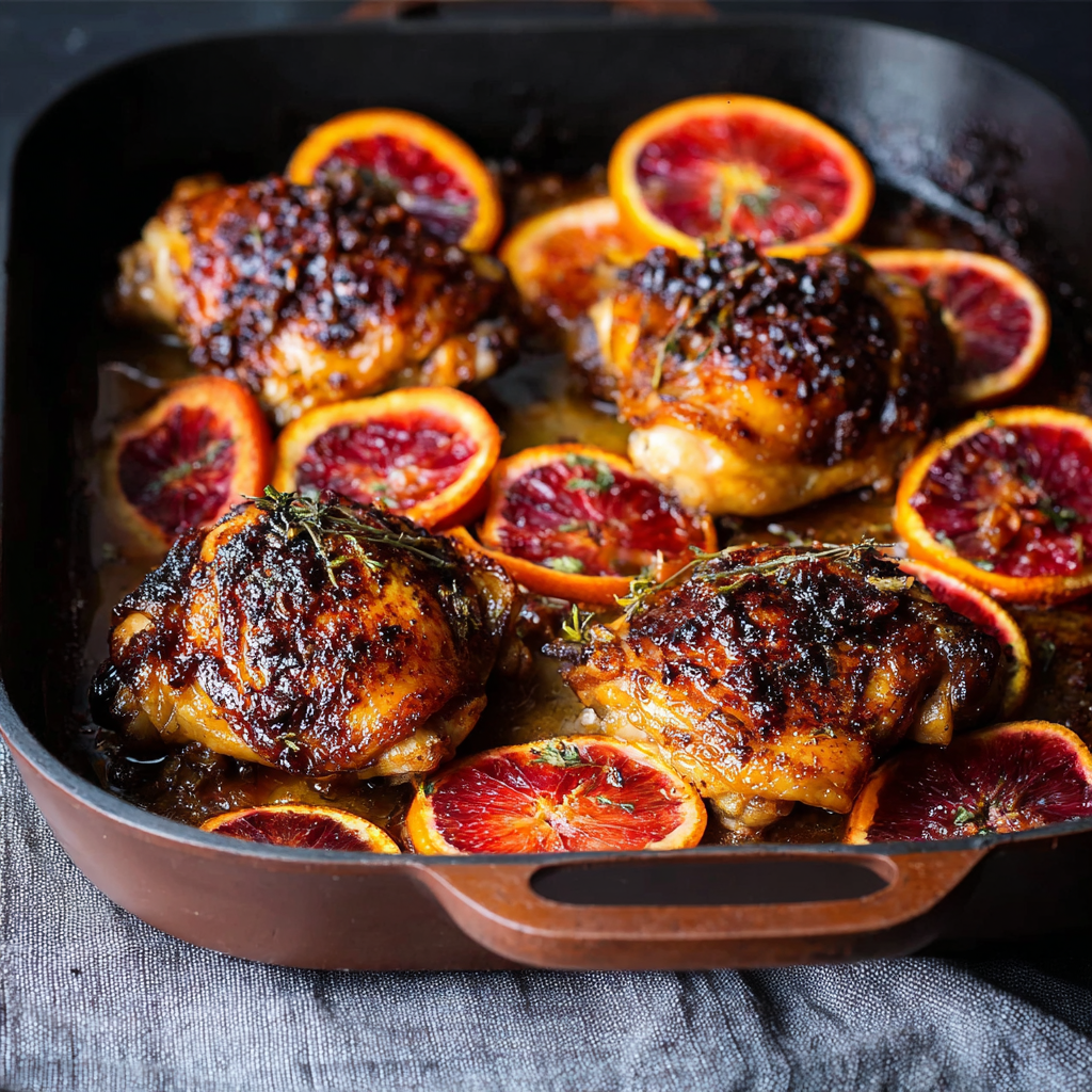 Blood Orange and Chinese Five Spice Baked Chicken Thighs
