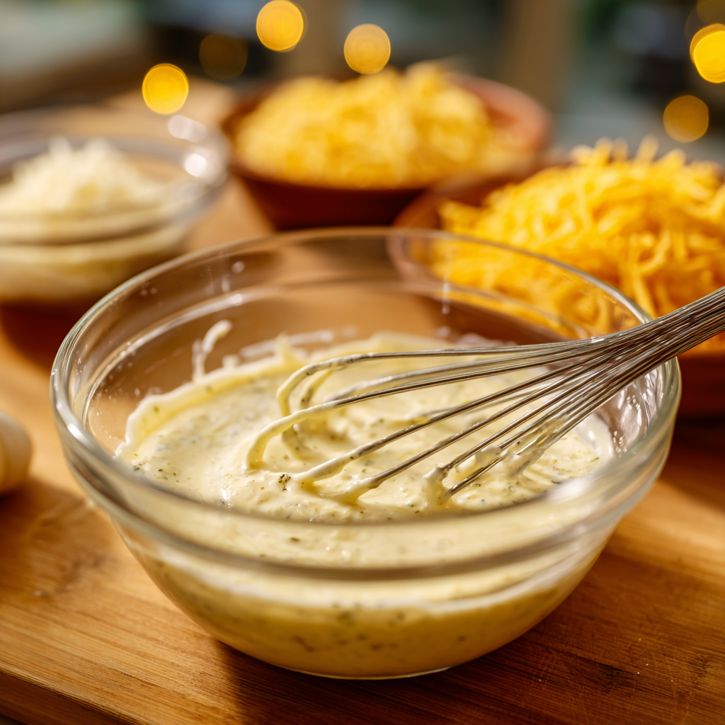 Creamy penne served in a bowl garnished with parsley and parmesan