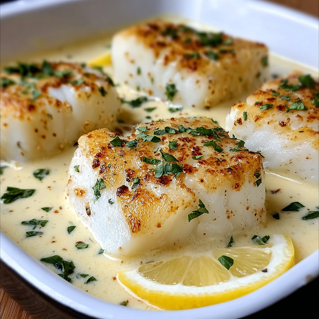 Baked Cod in Coconut Lemon Cream Sauce