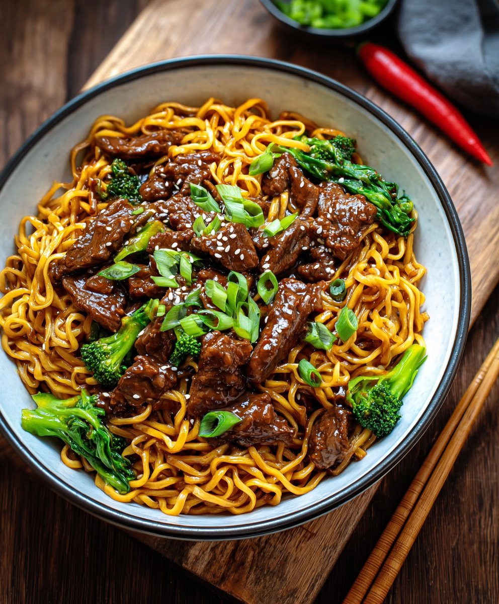 Sticky Beef & Noodles {One Pan}