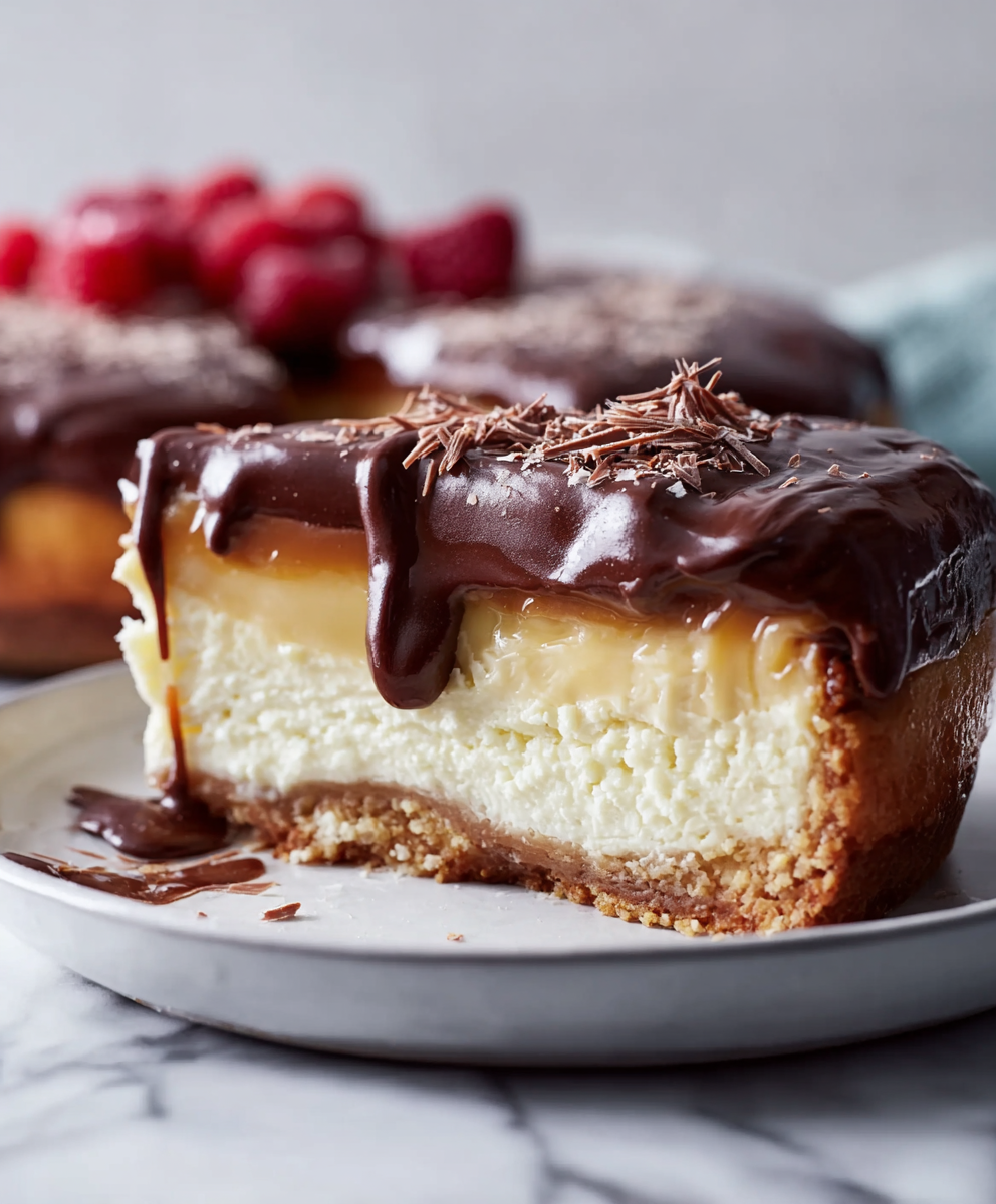 Millionaire Cheesecake with caramel and ganache