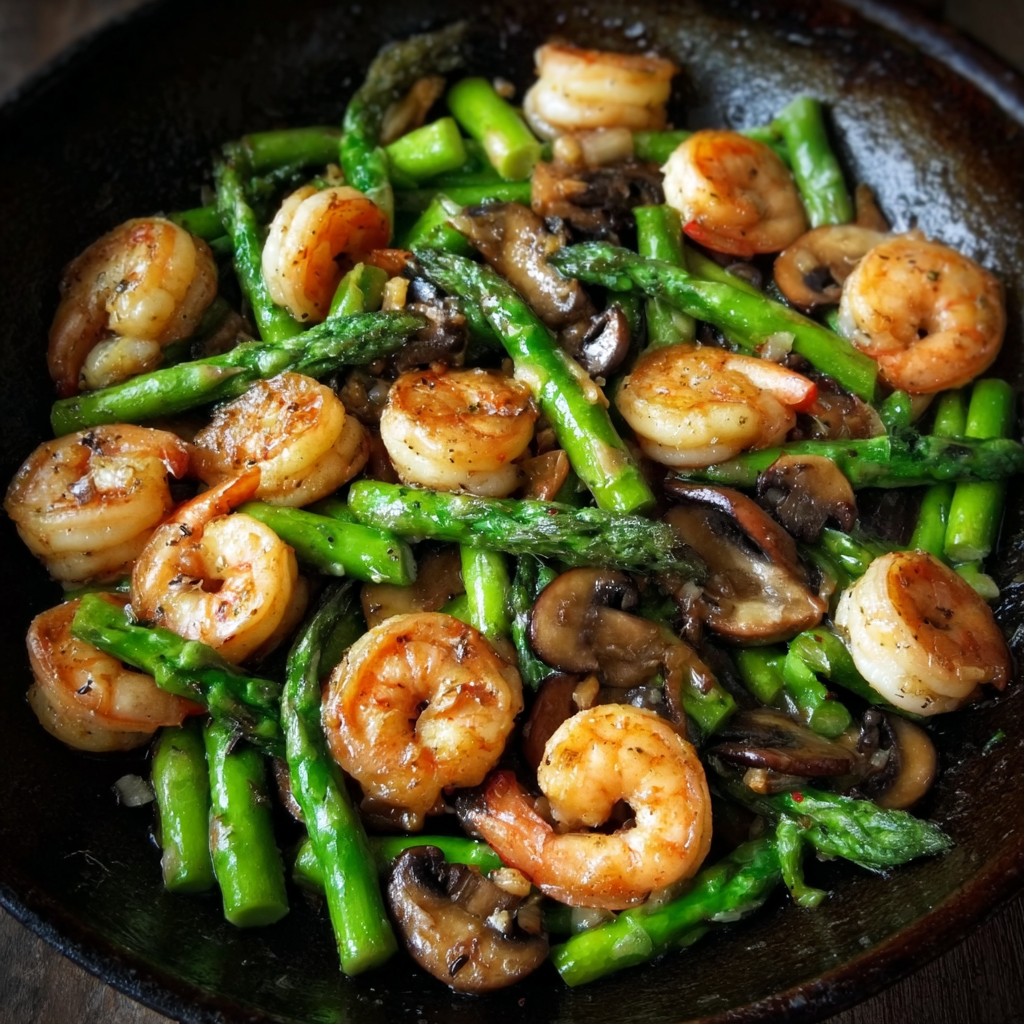 Shrimp and Asparagus Stir-Fry with Mushrooms