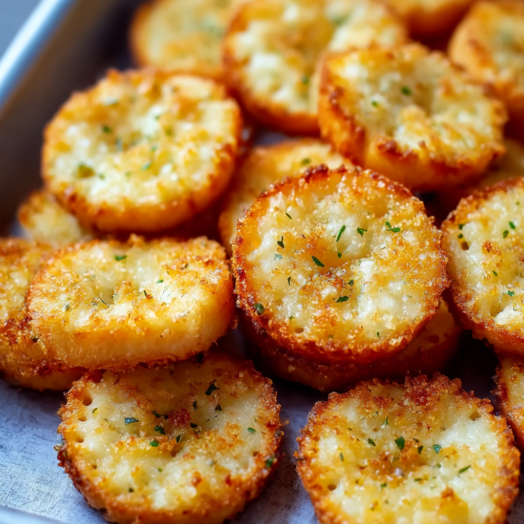 Golden baked Garlic Bread Ritz Bits on parchment