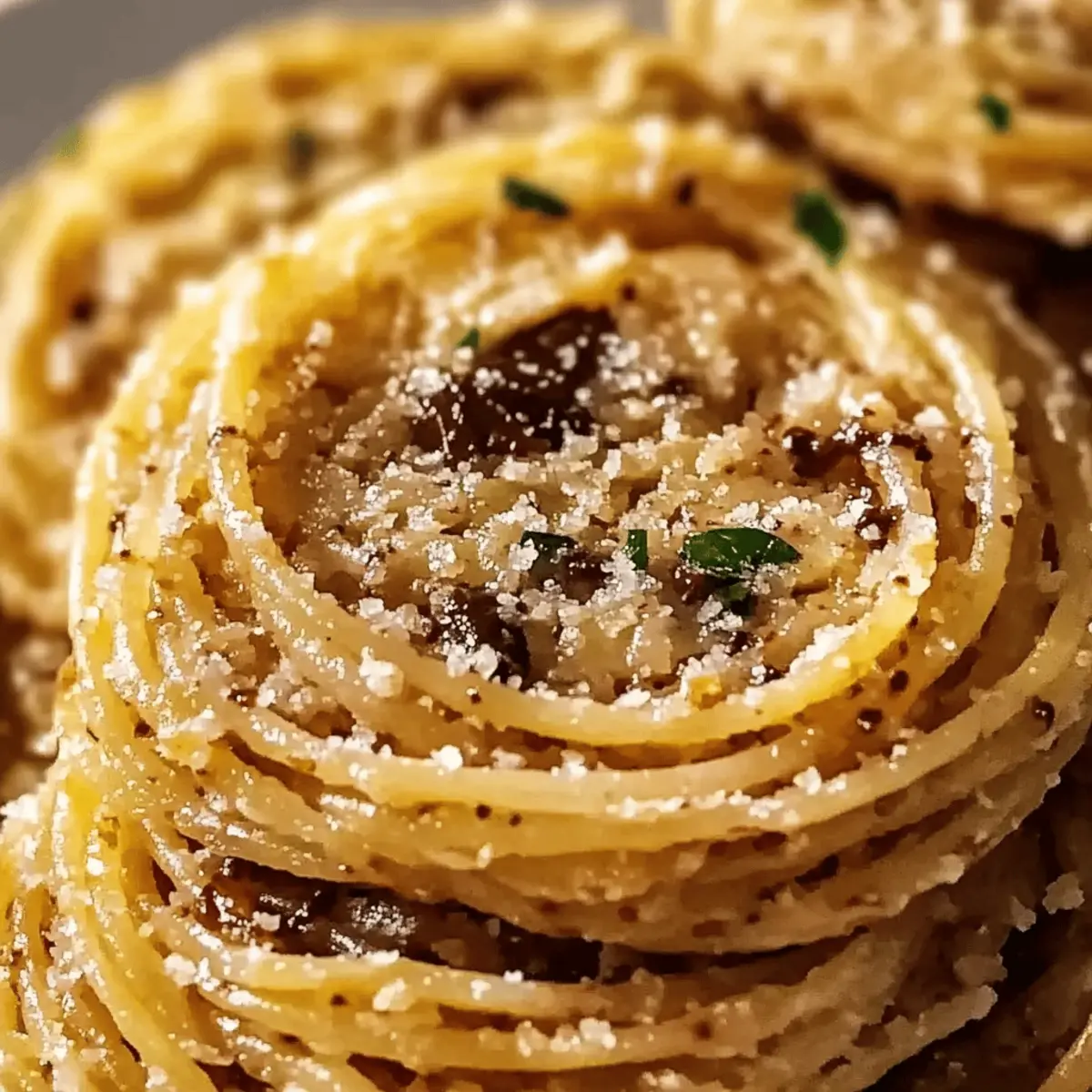Freshly plated spaghetti with garlic and oil