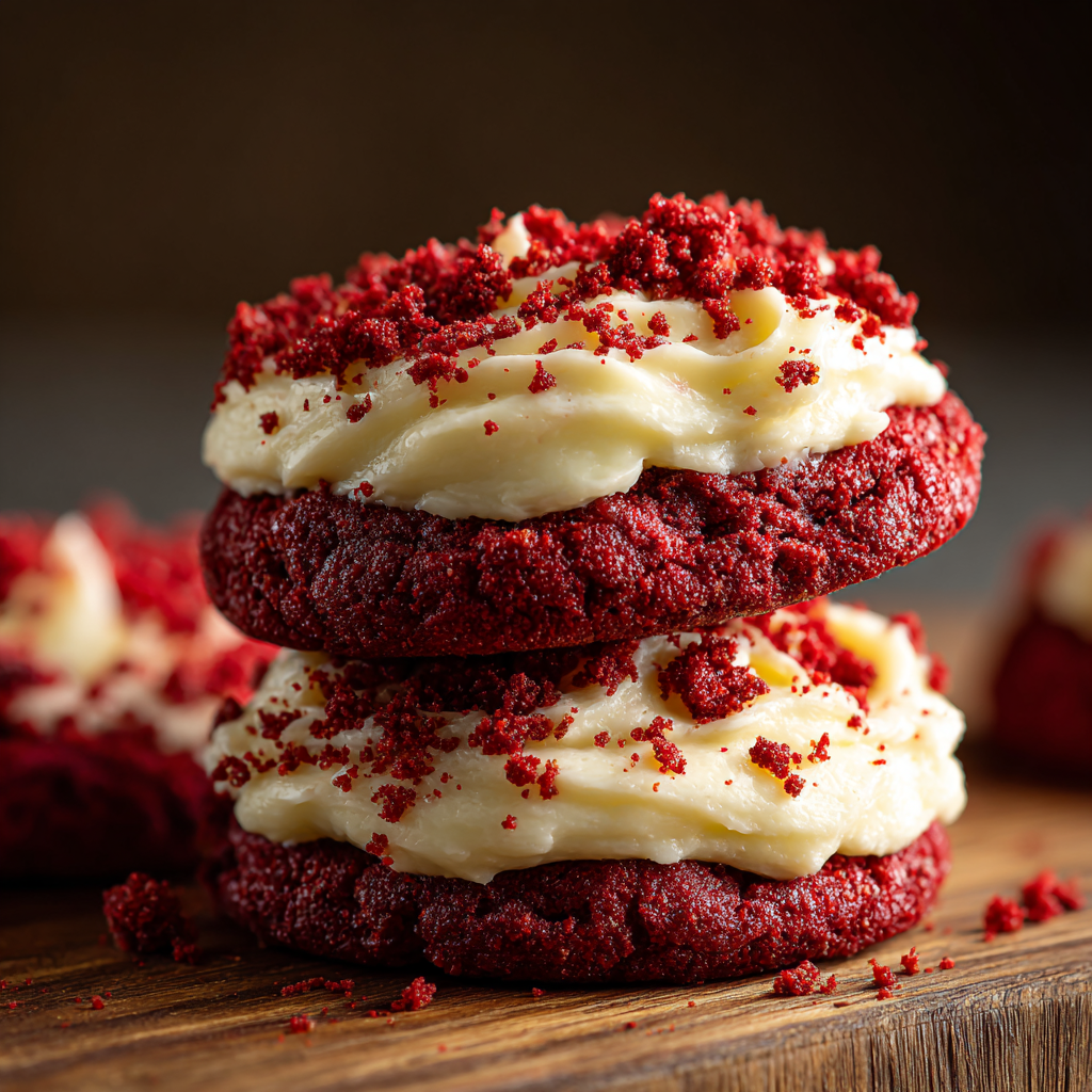 Tray of red velvet cupcake cookies ready for frosting
