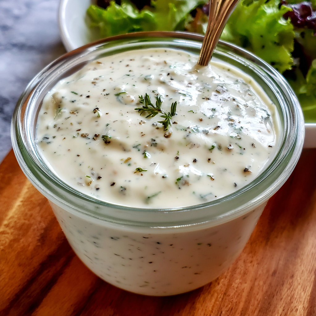 Small bowl of ranch dressing with chopped chives on top