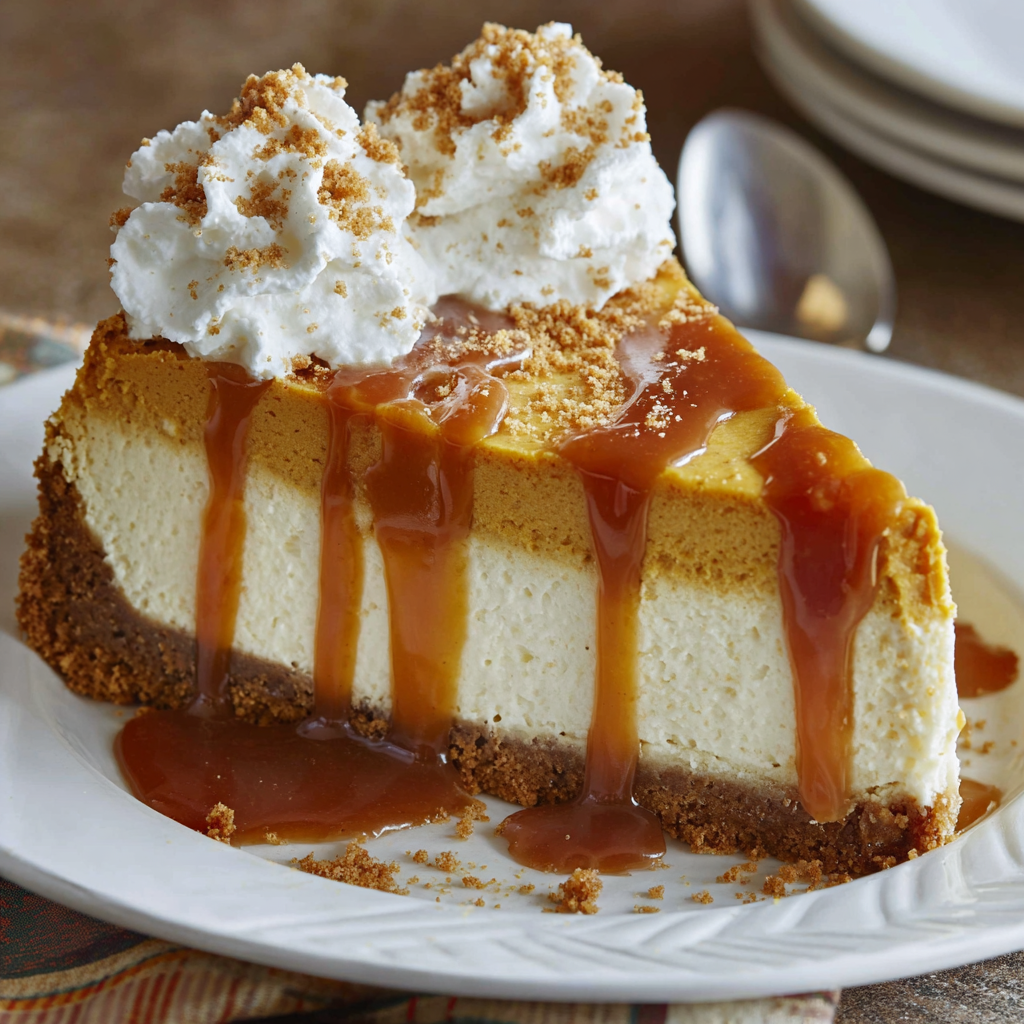 Pumpkin cheesecake batter being mixed in a stand mixer until smooth