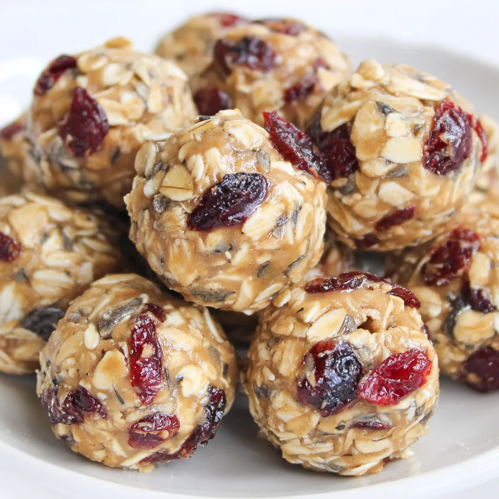 Cranberry Almond Energy Bites on a plate