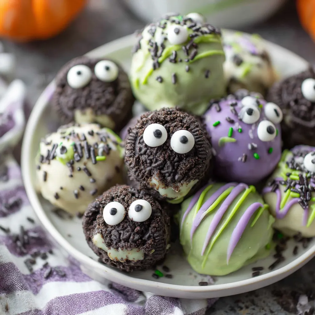 No Bake Monster Truffles (Halloween Oreo Balls)