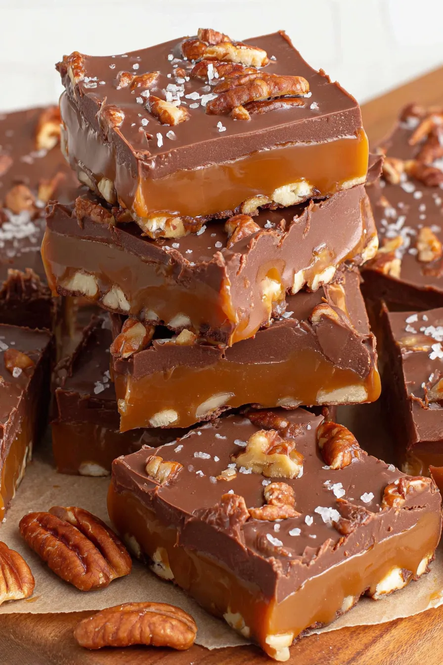 Close-up of turtle fudge swirl and pecan pieces
